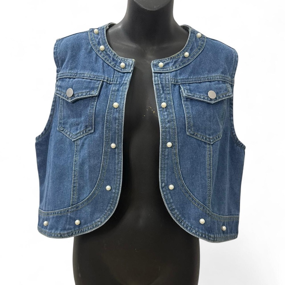 Denim Studded Women's Vest